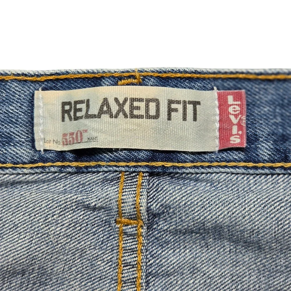 Baggy Distressed Skater Relaxed Fit 550 Denim Jeans Mens 45x29 Blue Levis